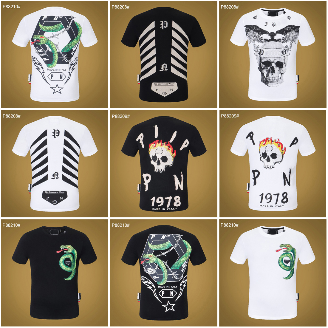 PP Fashion Men's Designer slim fit T-shirt Summer rhinestone Short Sleeve Round Neck shirt tee Skulls Print Tops Streetwear collar Polos M-xxxL 2018, # 6
PP Fashion Men's Designer slim fit T-shirt Summer rhinestone Short Sleeve Round Neck shirt tee Skulls Print Tops Streetwear collar Polos M-xxxL 2018, # 6