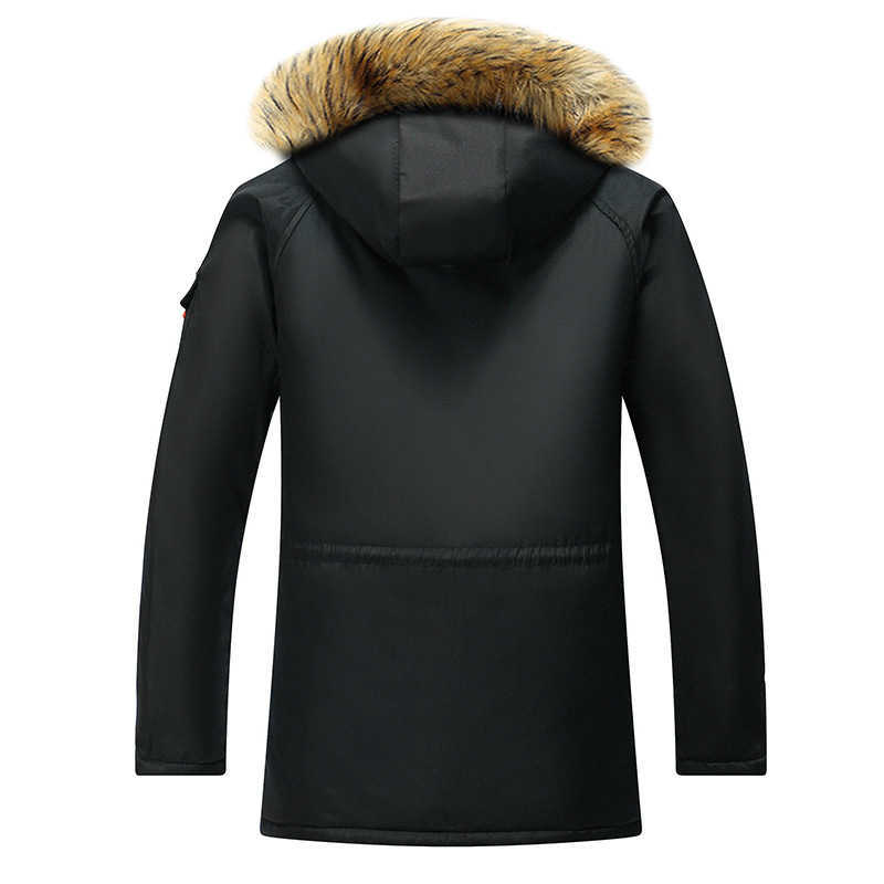 Men Winter Jacket Fur Collar Casual Hooded Parka Down Jackets Mens Warm Thick Thermal Outdoor Overcoat Zipper Multi-pocket 211014