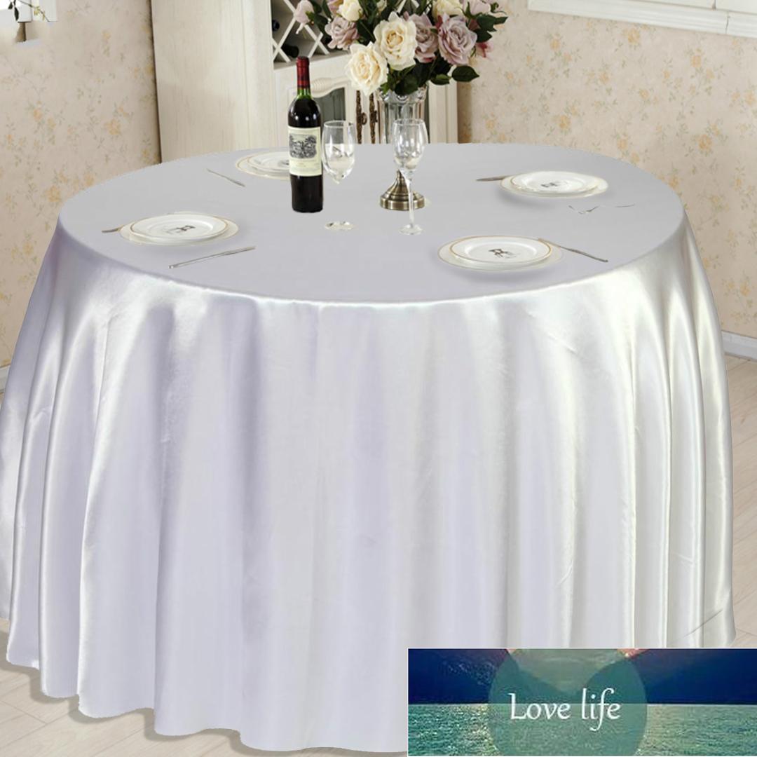 1pcs Satin Tablecloth White Black Solid Color For Wedding Birthday Party Table Cover Round Table Cloth Home Decor Factory price expert design Quality 