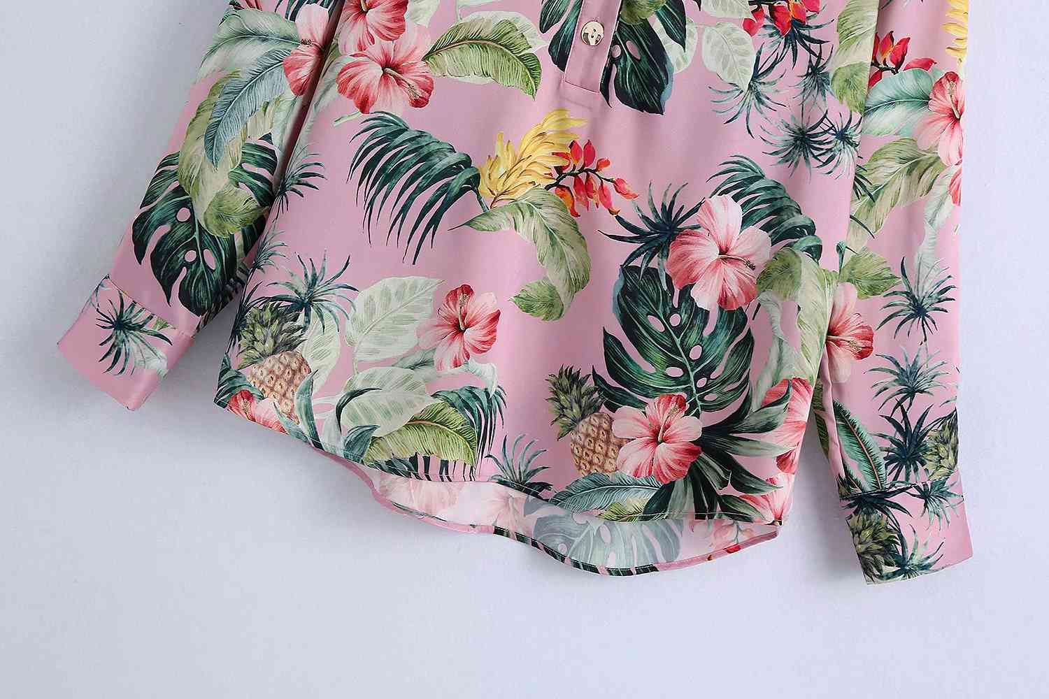 Lapel Long Sleeve Tropical Rainforest Print Pullover Chic Women's Shirt Casual Drape Loose Western Style Female Tops 210507