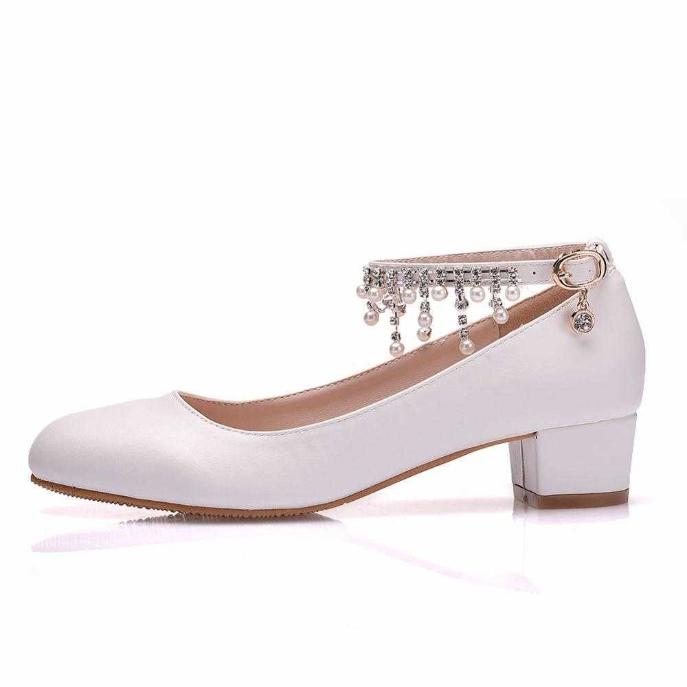 Crystal Queen Women's High Heels Water drill Pendant Chain Sexy Bride Party 3CM Pointed toe Shallow mouth Shoes 210907