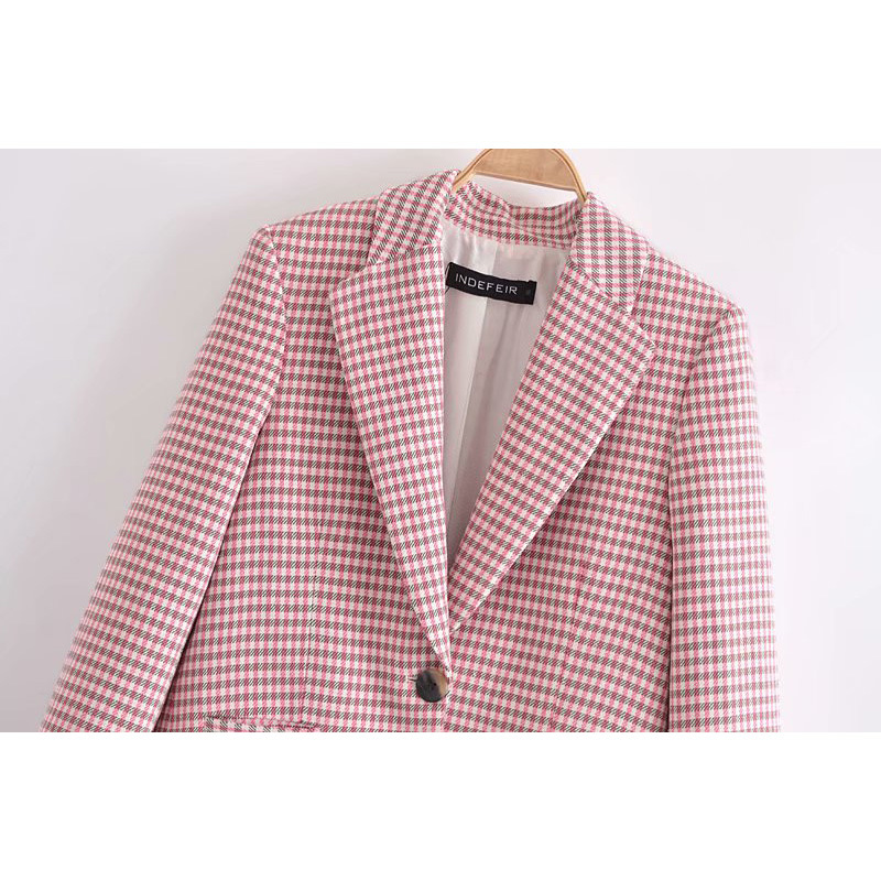 Women Two Pieces Set Checkered Blazers and Shorts Suit Fashion Casual Chic Lady Outfits & suit 210517