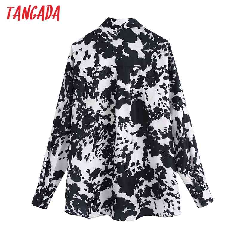 Women Retro Oversized Animal Print Blouse Long Sleeve Chic Female Casual Loose Shirt Blusas Femininas BE444 210416