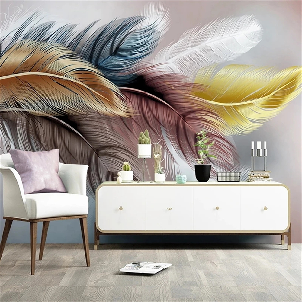 Custom 3D Photo Wallpapers Creative Feather Murals Modern Bedroom Living Room Sofa TV Background Art Papel De Parede Waterproof