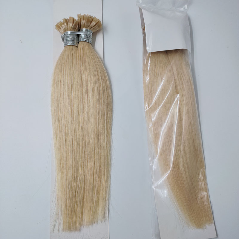 Top quality keratin fusion brazilian european hair blonde color 613 flat tip hair one donor remy virgin straight pre bonded human hairextensions 200gr