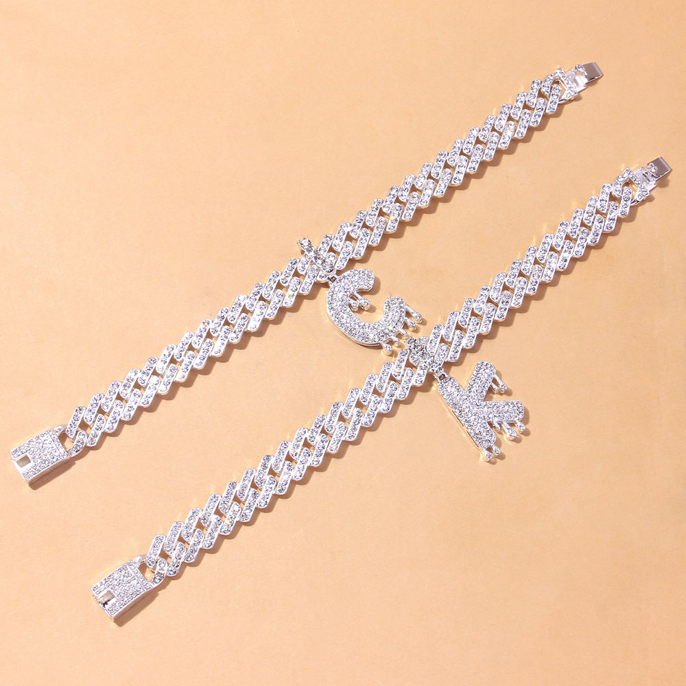 Cute Miaimi AZ Alphabet Anklet Braclet on the Leg Crystal Whole Iced Out Summer Inital Bling Punk Cuban Link Anklet Jewelry7095398