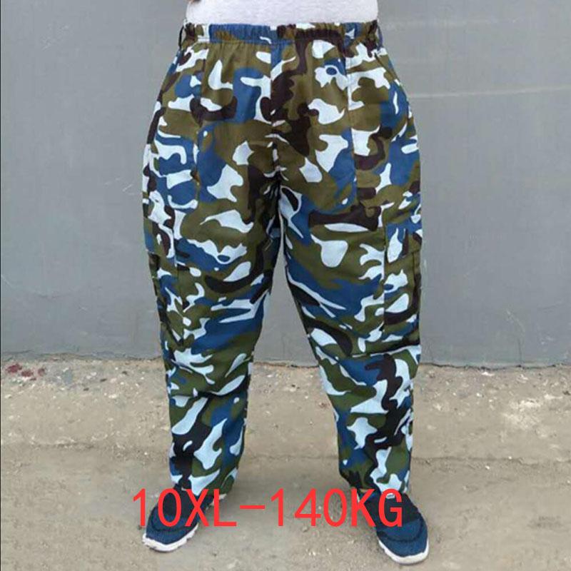 Men's Pants Autumn Large Size 9XL 10XL Cargo Elastic Waist Plus 8XL Camouflage Army Green Out Door 140KG Style Work