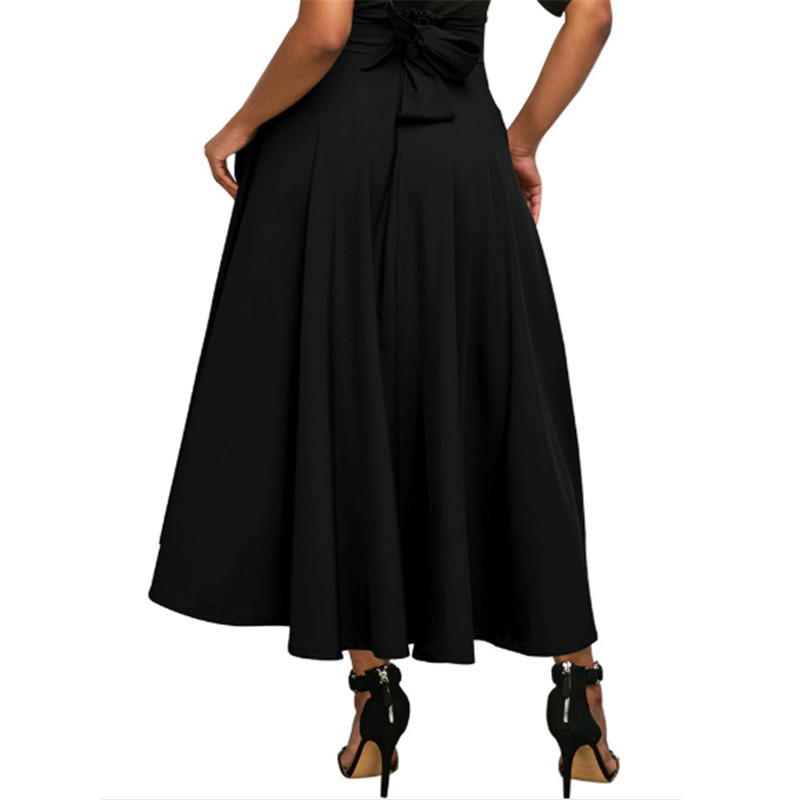 Skirts Women Black Long Woman High Waist Elegant Colorful Casual Retro Cotton A Line Evening Female 210428