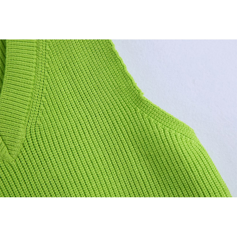 Spring Women Knitted Tops Sleeveless V-Neck Sweater Vest Chic Lady Fashion Casual Clothes 210517