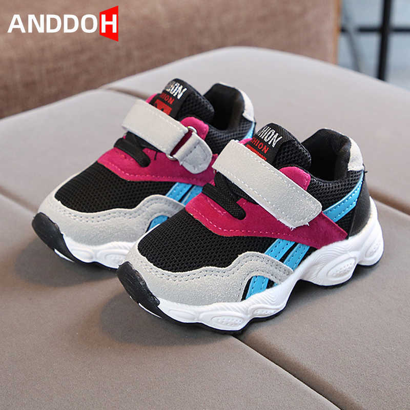 

Size 21-30 Baby Anti-slippery Toddler Shoes Girls Breathable Lightweight Sneakers Boys Hook Loop Casual Shoes Children Sneakers X0703, Red