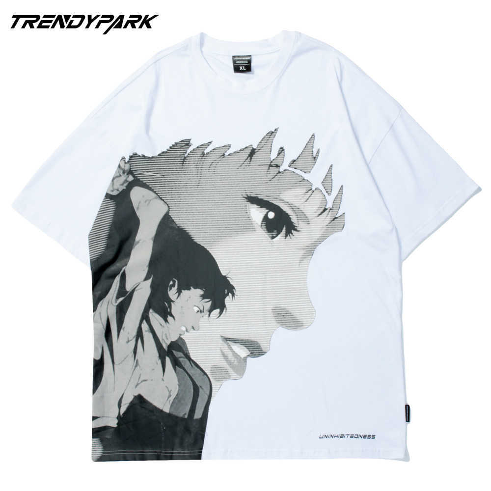 Men's Hip Hop T Shirt Oversize Japanese Anime Print Tshirt Harajuku Cotton Casual Summer Short Sleeve Streetwear T-Shirt Tops 210601