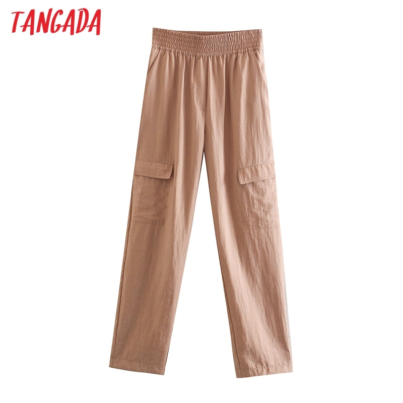 Woman Women Pink Cargo High Waist Pants Loose Trousers Joggers Female Sweatpants Streetwear 4N14 210416