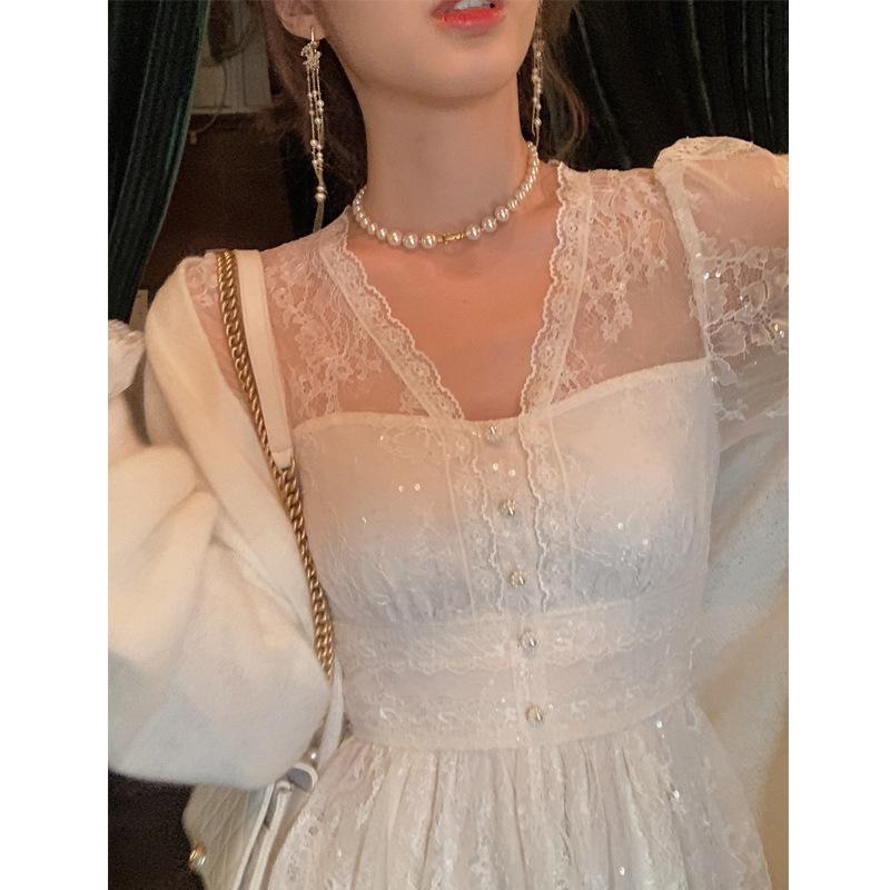 Casual Dresses Elegant Womens Long Sleeve Lace Dress 2021 Super Fairy Patchwork Princess Hollow Up Autumn V Neck Sweet, Without cardigan
Casual Dresses Elegant Womens Long Sleeve Lace Dress 2021 Super Fairy Patchwork Princess Hollow Up Autumn V Neck Sweet, Without cardigan