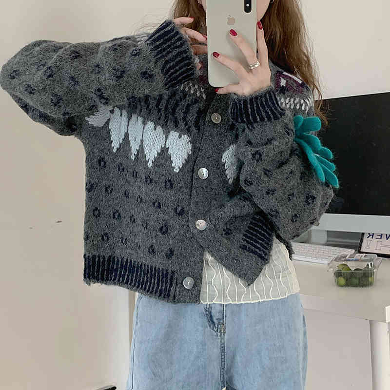 Comelsexy Autumn Winter Outwear Vintage Cardigan Tops Warm Sweater Coat Women Elegant Loose Single-breasted Knitted Sweaters 210515