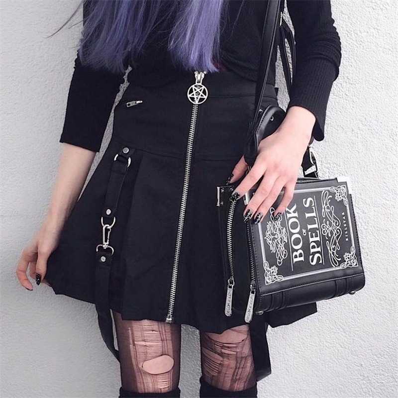 Gothic Traf High-waisted Pleated Skirt Y2k Harajuku Vintage Aesthetic Women Moto & Biker Skirts For E Girl Punk Clothing 82105 210712wtt