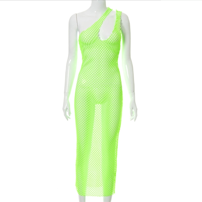 Stylish Streetwear Sexy Maix Dress Spring Summer Women Turtleneck Long Sleeve Mesh See-through Vestidos Party Club Clothes 210224