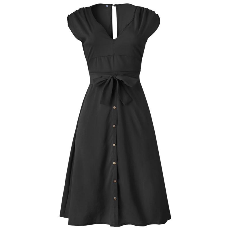 Summer Dress Women Sleeveless Casual Stripe Dresses V Neck Bangage Midi Female Knee Length Vintage Sundress For Lady