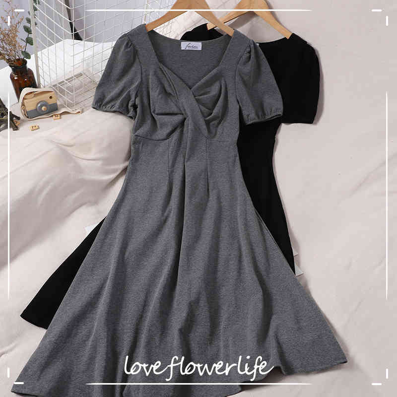 Summer Casual Solid Puff Sleeve Dress V Neck A-line Short High Waist Mid-calf Women Party Dress 210521, Black
Summer Casual Solid Puff Sleeve Dress V Neck A-line Short High Waist Mid-calf Women Party Dress 210521, Black