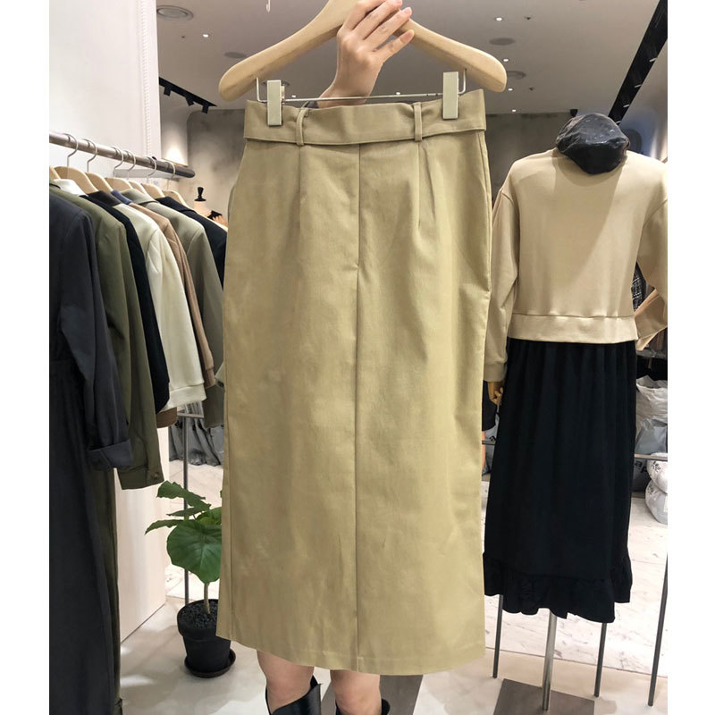 Nomikuma Fashion Single Breasted Split Skirts Elegant Women Korean Belt High Waist Split Skirt New Faldas Mujer 6D784 210427