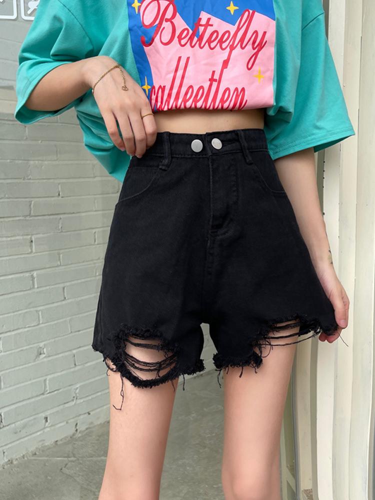 Women' Shorts 2021 Summer Loose Ripped Denim Fashion Slim Thin A-Line All-Match Korean Style High Waist Solid Color, Black
Women' Shorts 2021 Summer Loose Ripped Denim Fashion Slim Thin A-Line All-Match Korean Style High Waist Solid Color, Black