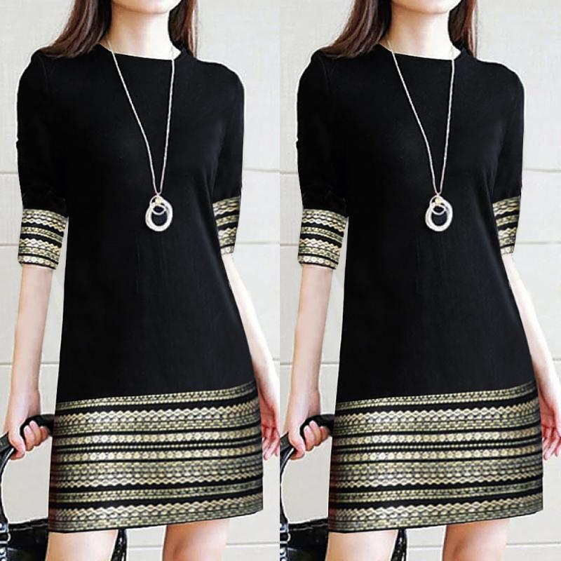 Casual Dresses Women' Mini Dress Vintage Elegant Splice Middle Sleeve Easy Vestidos De Noche Fashion Women, Black
Casual Dresses Women' Mini Dress Vintage Elegant Splice Middle Sleeve Easy Vestidos De Noche Fashion Women, Black
