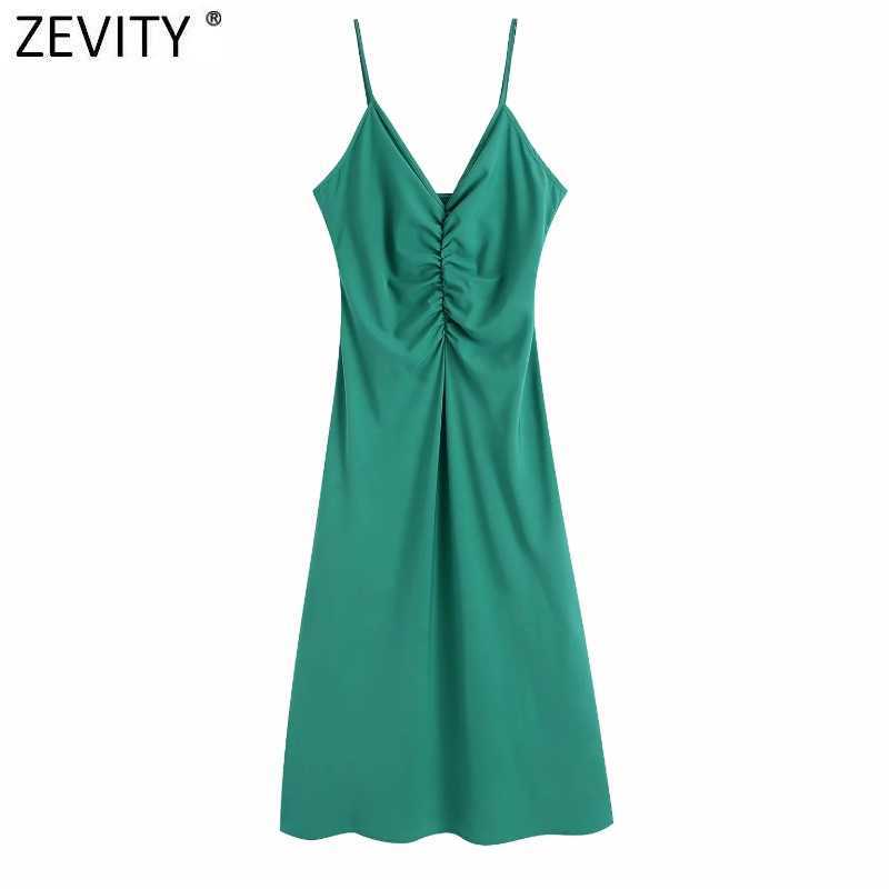Zevity Women Sexy Pleated Design V Neck Green Color Sling Dress Female Chic Backless Casual Slim Party Beach Vestido DS8274 210603, As pic ds8274bb
Zevity Women Sexy Pleated Design V Neck Green Color Sling Dress Female Chic Backless Casual Slim Party Beach Vestido DS8274 210603, As pic ds8274bb