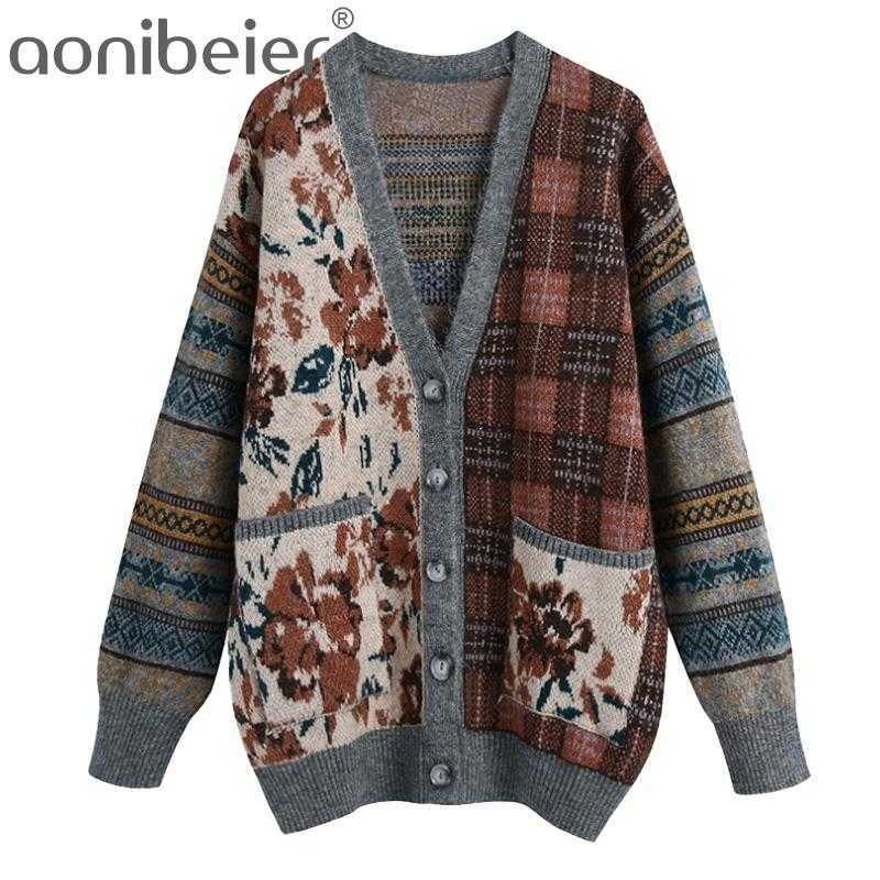 Vintage Long Jacquard Knit Cardigan Women Sleeve Patch Pockets Loose Sweater Female Chic Large Size Knitted Top 210604, Grey
Vintage Long Jacquard Knit Cardigan Women Sleeve Patch Pockets Loose Sweater Female Chic Large Size Knitted Top 210604, Grey