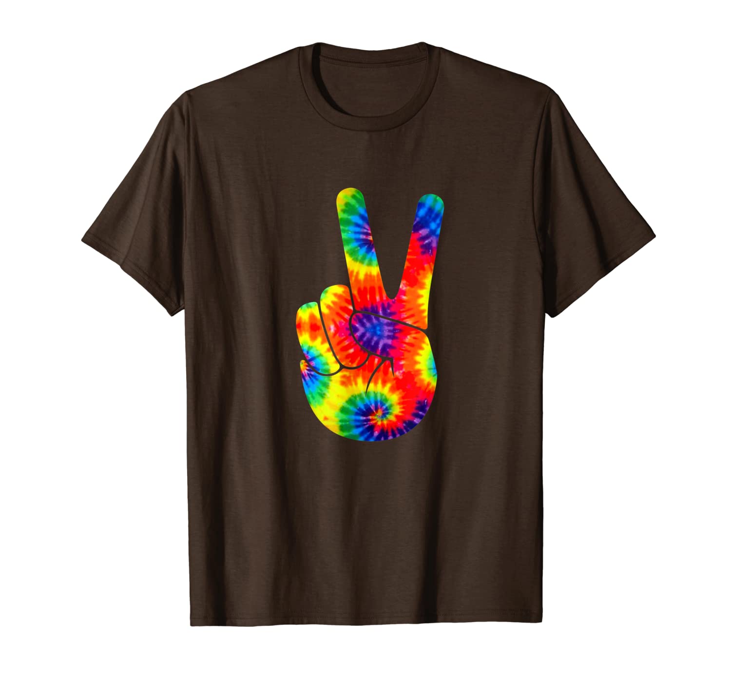 cool peace sign victory hand tie dye hippie lover t-shirt, White;black