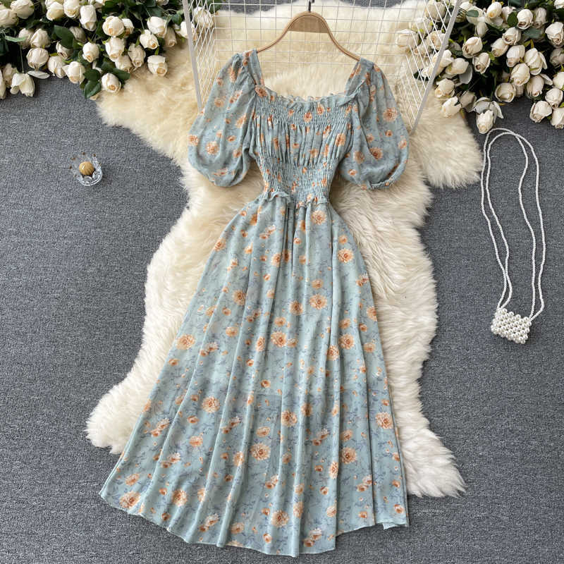 Summer Women Floral Chiffon Dress Beach Vacation Party Vestidos Female Elegant Square Collar Short Puff Sleeve High Waist Robe Y0603, Beige 3
Summer Women Floral Chiffon Dress Beach Vacation Party Vestidos Female Elegant Square Collar Short Puff Sleeve High Waist Robe Y0603, Beige 3