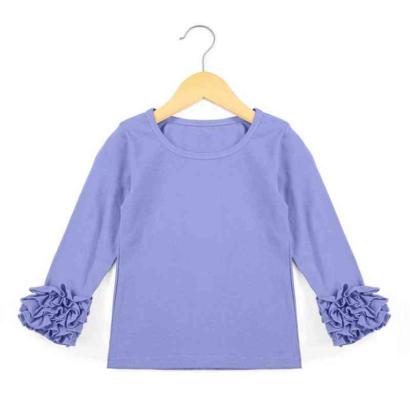 100% Cotton Sassy Fall And Winter Little Girls Plain Top Long Sleeve Girls Casual Icing Ruffle Shirts 220118