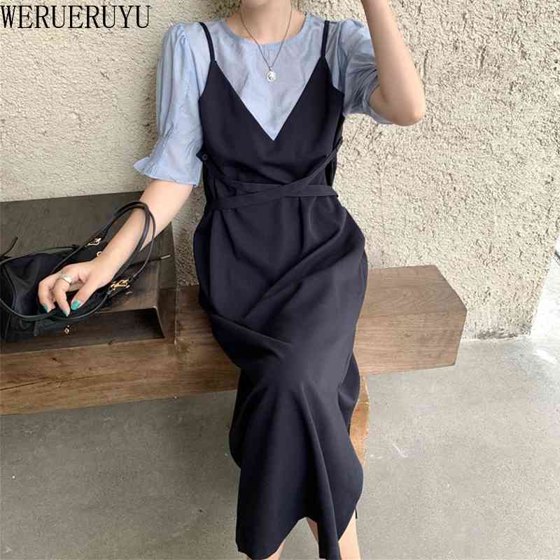 WERUERUYU Women Summer Half Sleeve Fake Two Piece Long Tshirt Dress Round Collar Loose Plus Size Split Dresses Elastic Bust 210608, Photo color
WERUERUYU Women Summer Half Sleeve Fake Two Piece Long Tshirt Dress Round Collar Loose Plus Size Split Dresses Elastic Bust 210608, Photo color