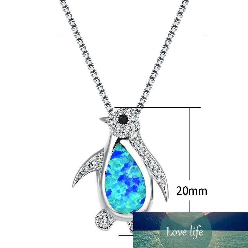Fashion Creative Opal Zircon Penguin Animal Necklace Pendant Women Romantic Banquet Wedding Accessories Charm Jewelry Gift Factory price expert design