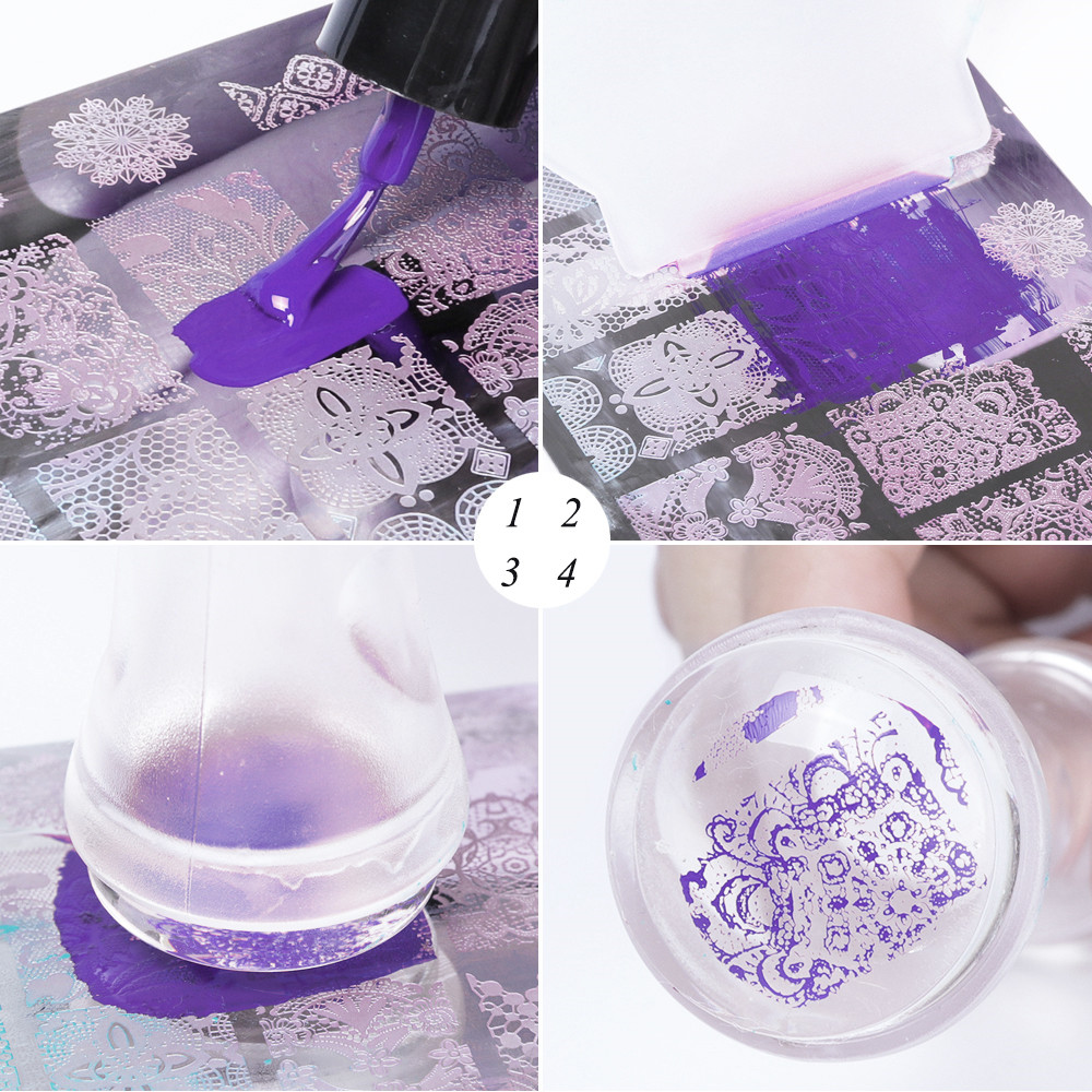10pcs Round nails Templates Stamping Plate kits with 1pc Clear Silicone Stamper Scraper Template for nail art paint manicure Tools NAR007 - view 5