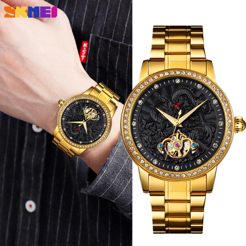 Wristwatches SKMEI Fashion Automatic Mechanical Watch Men Luxury Dragon Pattern Clock Waterproof Stainless Steel Strap Wristwatch, Silver-white
Wristwatches SKMEI Fashion Automatic Mechanical Watch Men Luxury Dragon Pattern Clock Waterproof Stainless Steel Strap Wristwatch, Silver-white