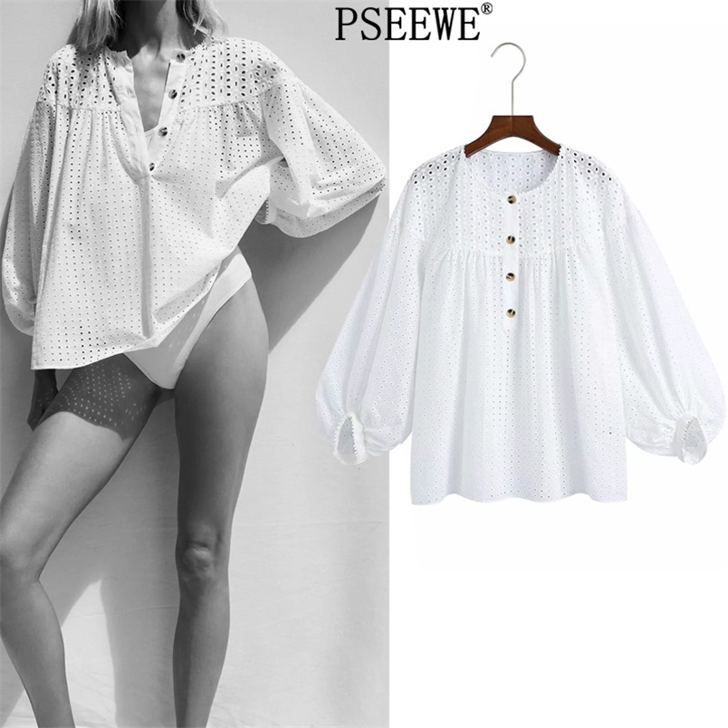 Openwork Embroidery White Blouse Woman Spring Fashion Button Puff Long Sleeve Top Blouses Women Casual Female 210519
Openwork Embroidery White Blouse Woman Spring Fashion Button Puff Long Sleeve Top Blouses Women Casual Female 210519