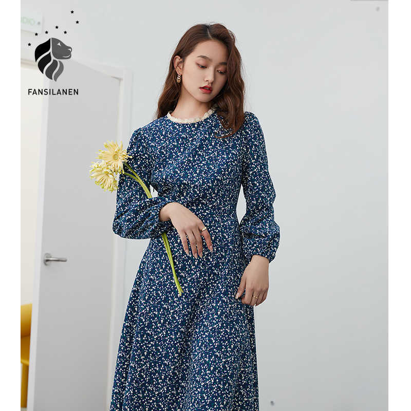 FANSILANEN Spring floral print blue long dress Women puff sleeve slim lace vintage Female casual boho es ladies 210607
FANSILANEN Spring floral print blue long dress Women puff sleeve slim lace vintage Female casual boho es ladies 210607