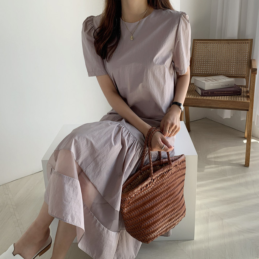 Korea Fashion Women Summer Elegant Puff Sleeve Lace Patchwork Ruffles Dress Casual Party Dresses Vestidos Robe 210519