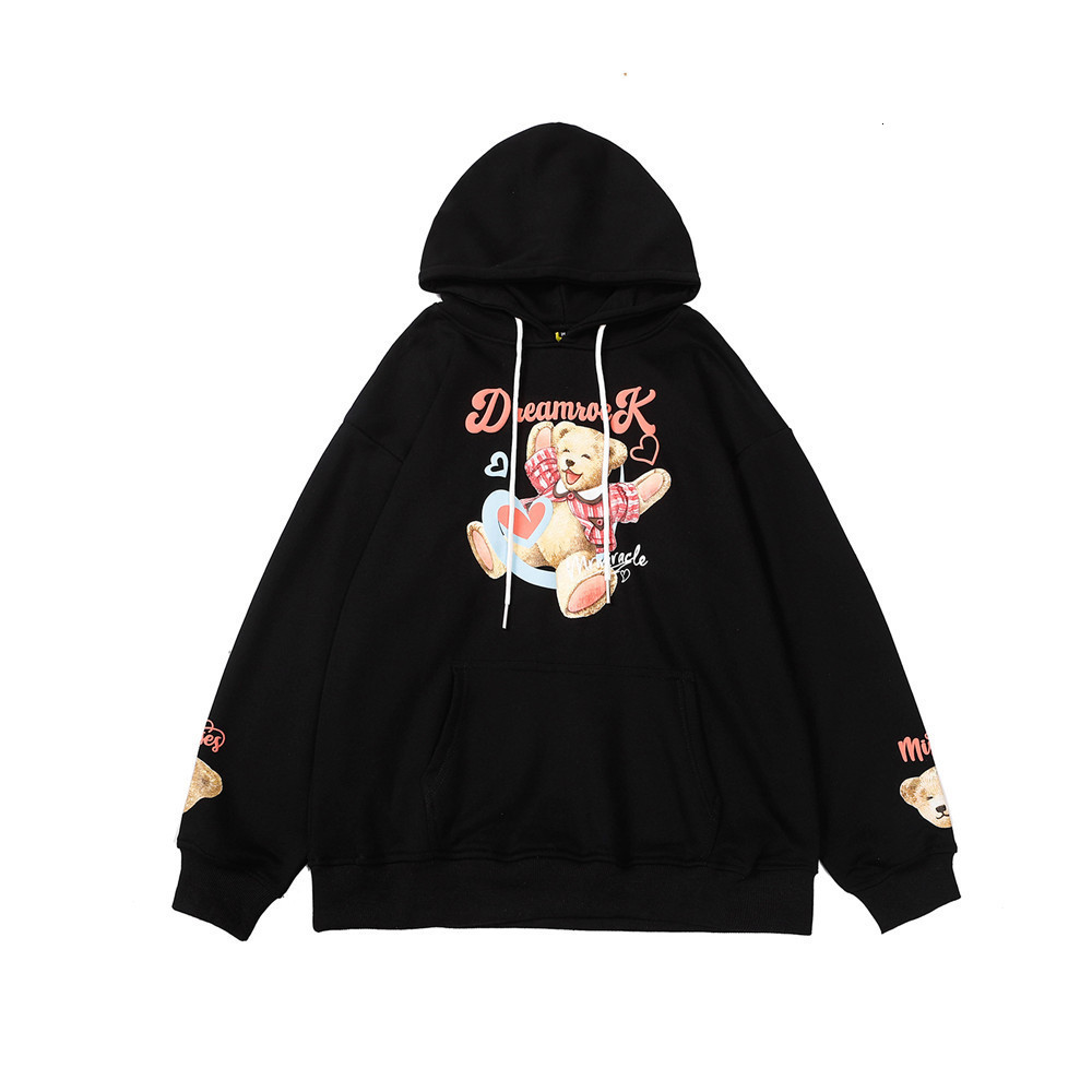 Sweatshirts Cartoon Bear print Hooded Sweater mens street trend loose long sleeve top fashion brand couple Hoodie, White 
Sweatshirts Cartoon Bear print Hooded Sweater mens street trend loose long sleeve top fashion brand couple Hoodie, White