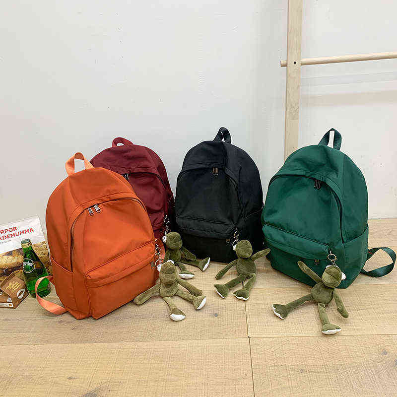 CGCBAG 2021 Fashion Nylon Waterproof Backpack Women Korean Style Simple School Bag For Teenager High Quality Backpack Female Y1105