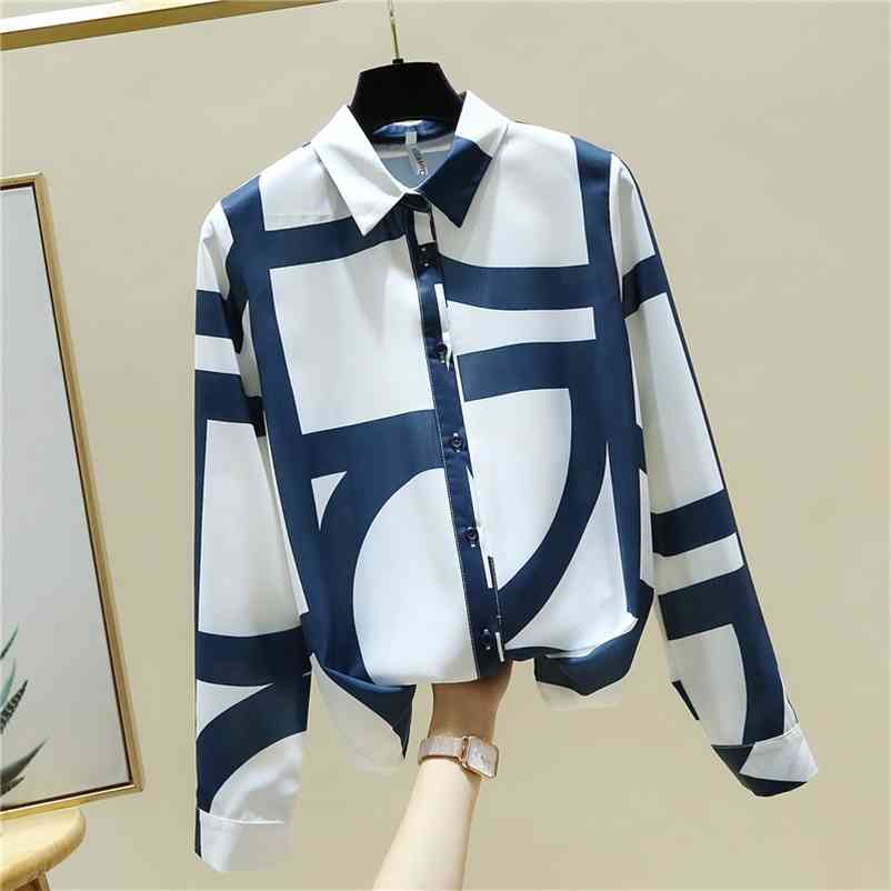 Autumn Fashion Women's Long Sleeves Turn Down Collar Geometric Print Shirts Female Office Ladies Shirt Blouse Tops A4038 210519, Beige
Autumn Fashion Women's Long Sleeves Turn Down Collar Geometric Print Shirts Female Office Ladies Shirt Blouse Tops A4038 210519, Beige