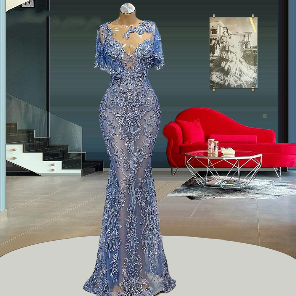 Fashion Mermaid Evening Dress 2022 Lace Sequins Beading Prom Gowns Cap Sleeve Formal Dresses Vestidos De Novia, Same as picture 
Fashion Mermaid Evening Dress 2022 Lace Sequins Beading Prom Gowns Cap Sleeve Formal Dresses Vestidos De Novia, Same as picture