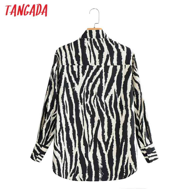 Spring Women Oversized Animal Print Blouse Long Sleeve Chic Female Office Lady Shirt Blusas Femininas AI32 210416
