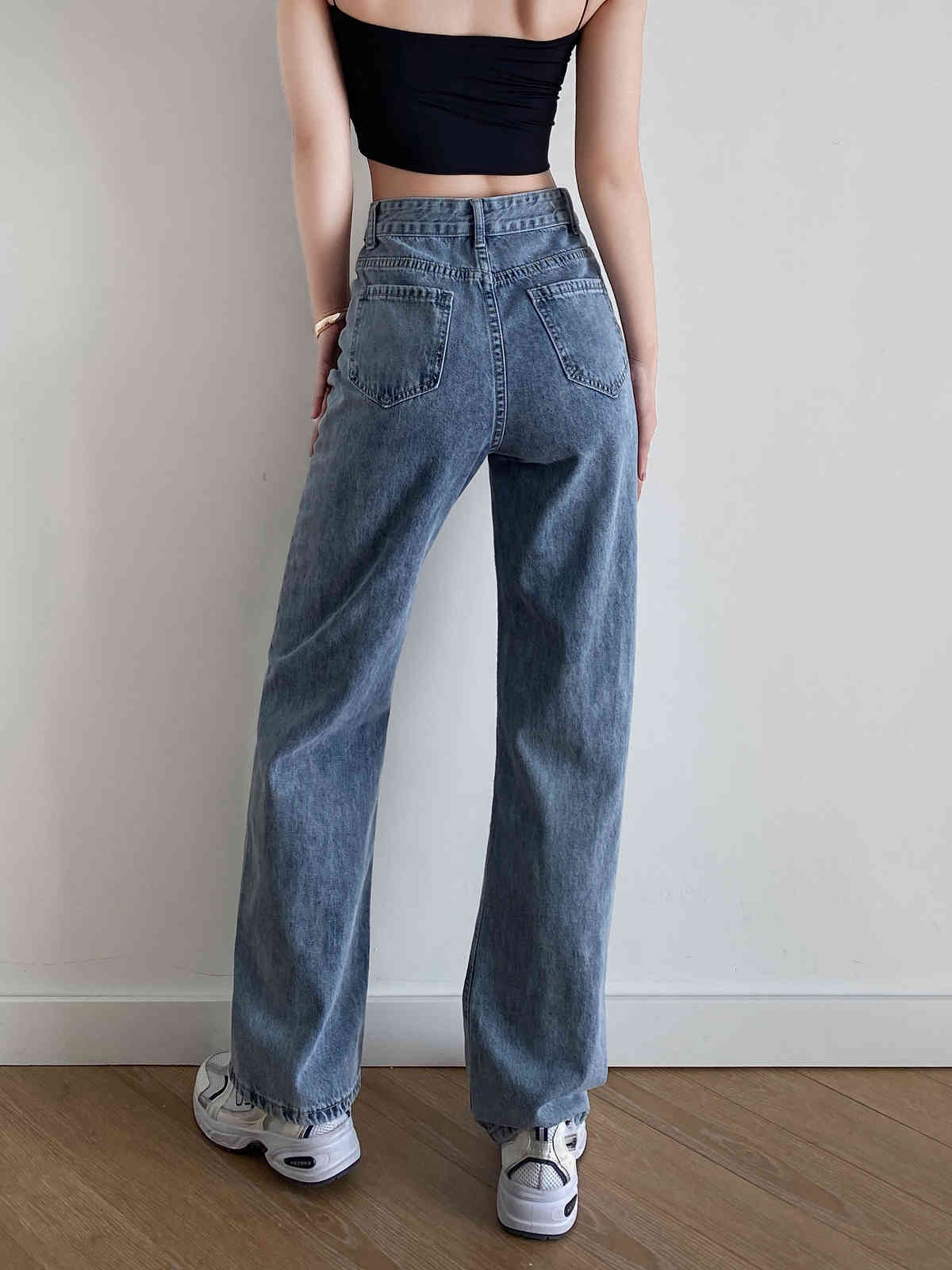 Spring Vintage Embroidery Heart High Waist Straight Jeans for Women Mum Denim Pants Street Casual Loose Long Trousers 210429