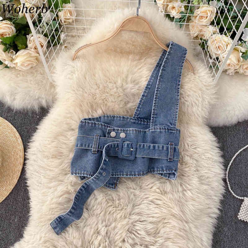 Blouse Women Puff Sleeve Turn-down Collar White Shirts Denim Sling Vest Tops Korean Fashion All-match Blouses Blusas 210519