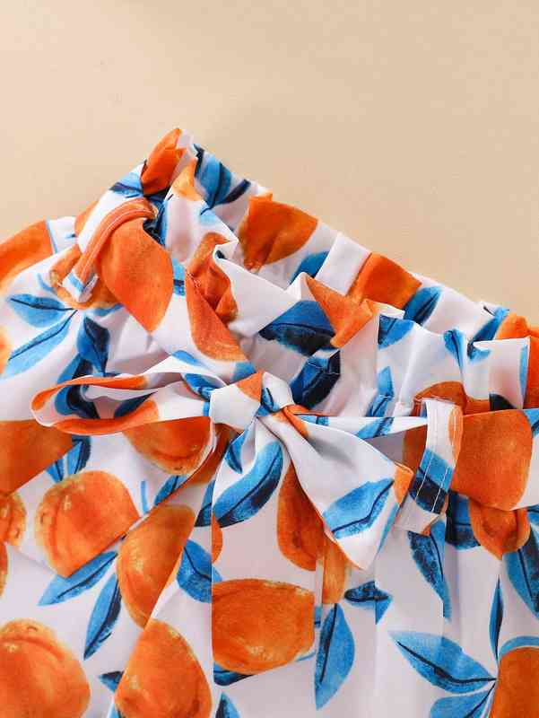 Baby Cami Top With Fruit Print Belted Shorts SHE