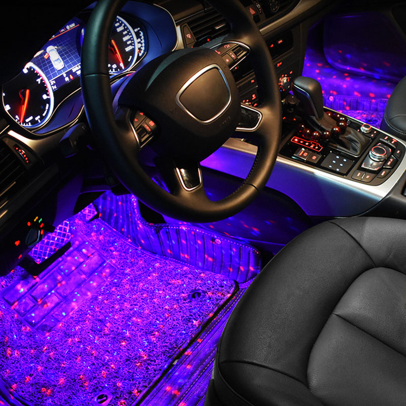 12V Car LED Interior Foot Lights USB Atmosphere Lamp Auto Lighting Backlight RGB Universal Car Ambient Decorative Light