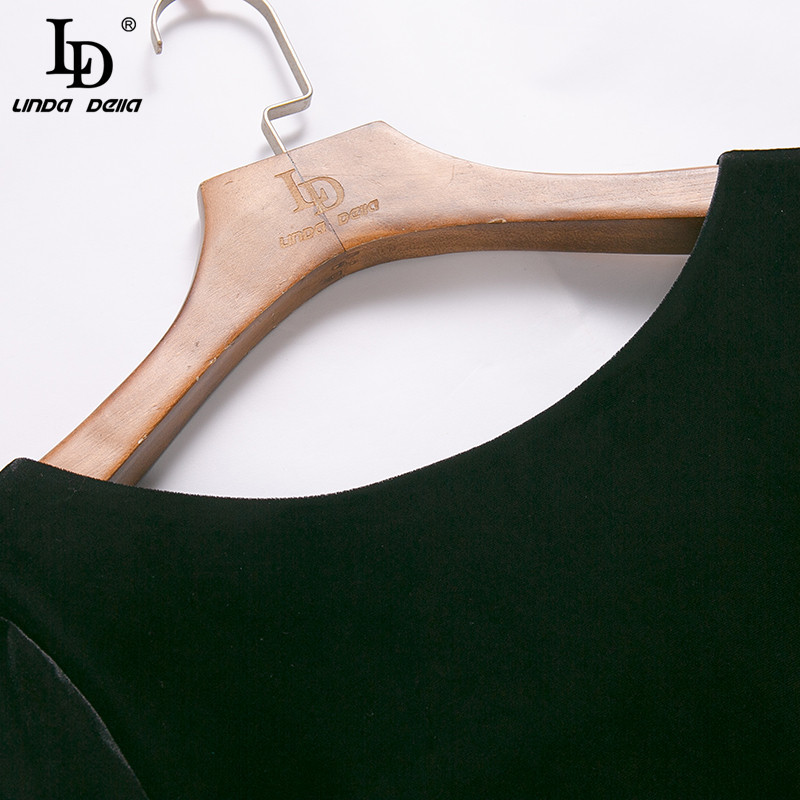 Fashion Runway Summer Black Elegant Velvet Dress Women Long sleeve High Waist Party Vintage Midi Vestidos 210522