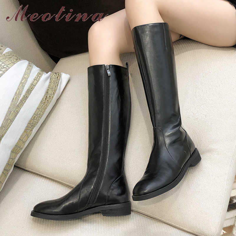 Meotina Autumn Knee High Boots Women Natural Genuine Leather Flat Riding Boots Zipper Pointed Toe Shoes Lady Winter Size 34-39 210608, Black
Meotina Autumn Knee High Boots Women Natural Genuine Leather Flat Riding Boots Zipper Pointed Toe Shoes Lady Winter Size 34-39 210608, Black