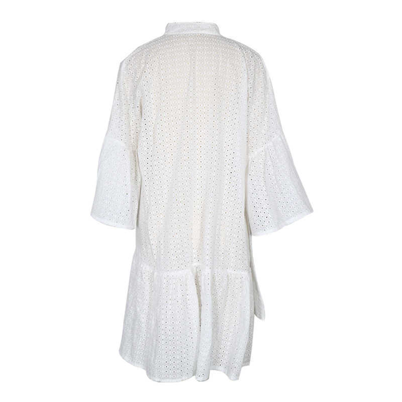VANOVICH Summer Women Dress Europe Solid Color Cotton Ladies Irregular Pluz-size Fashion Casual Clothing 210615