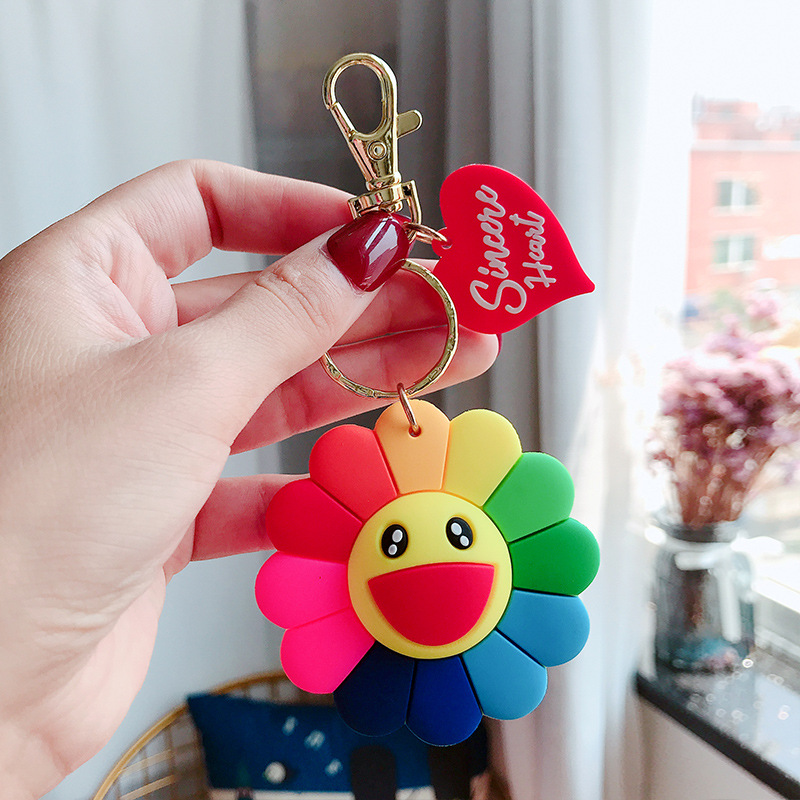 Creative Cartoon Key Rings trend accessories Sunflower Keychain Fashion Keychains Car Bag Pendant